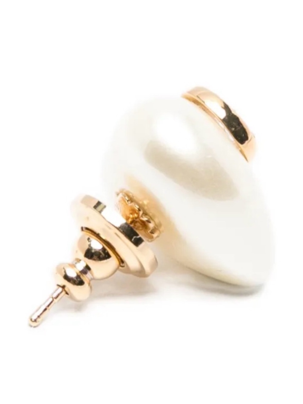 Valentino Garavani Ivory Heart Logo Crystal Stud Earrings - Picture 3 of 7